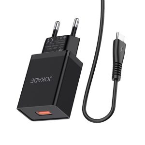 Jokade Wall Charger with Cable USB to Type-C Single Port 5A JB022, Black