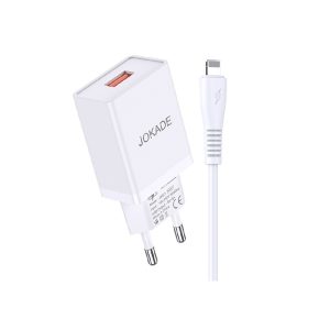 Jokade Wall Charger with Cable USB to Lightning Single Port 3A Kaer, White