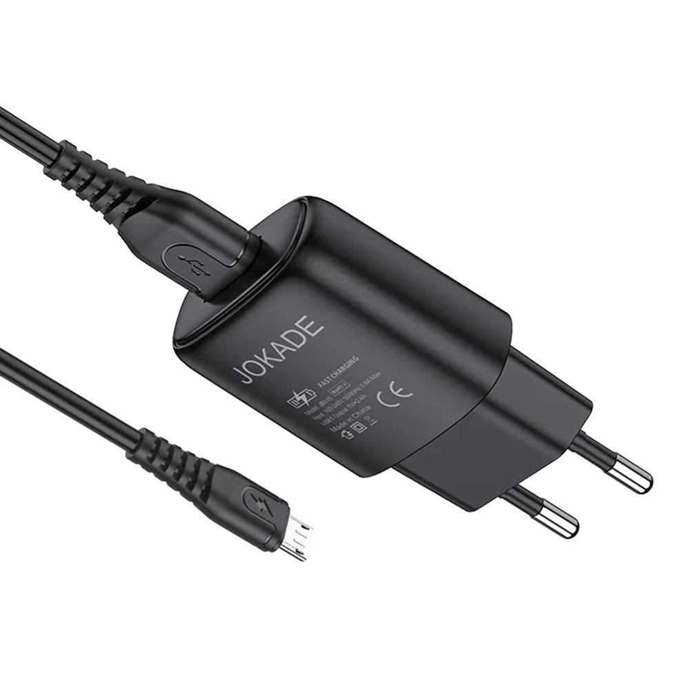 Jokade Wall Charger with Cable USB to Micro-USB Single Port 3A Kaer, Black - Image 2