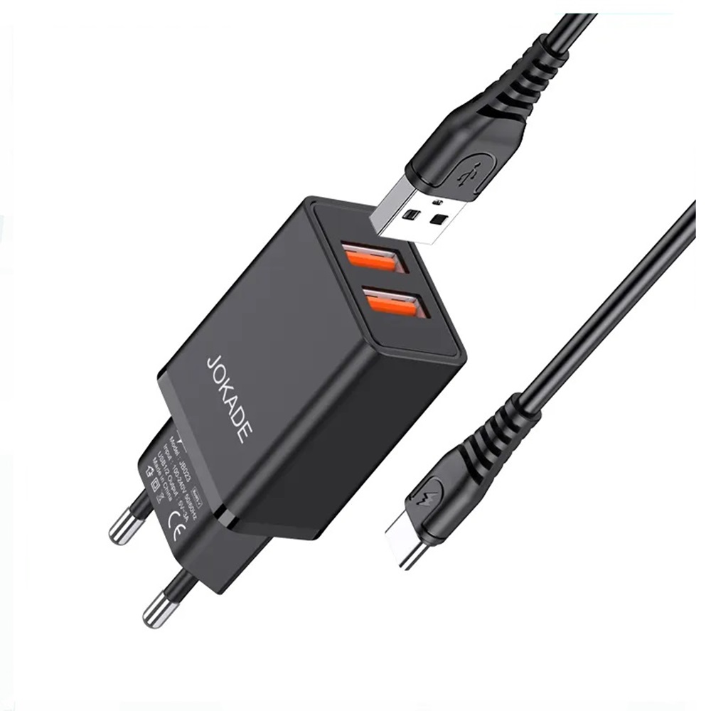 Jokade Wall Charger with Cable USB to Type-C Dual Port 5A Yiyue, Black - Image 2