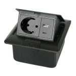 Multifunctional Desktop Socket, EU Plug, 1 Socket, 1 USB, 1 Type-C, Black