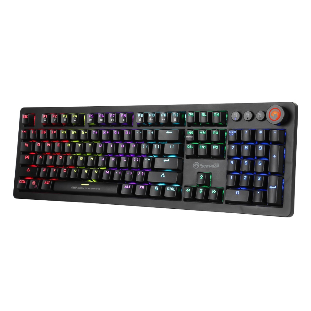 Marvo Keyboard Mechanical KG917 Wired Gaming US, Rainbow Backlight, Multimedia Buttons and Scroll - Image 2