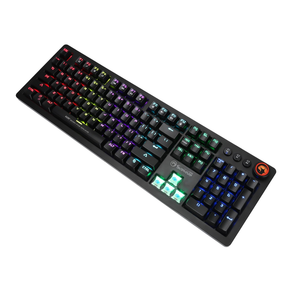Marvo Keyboard Mechanical KG917 Wired Gaming US, Rainbow Backlight, Multimedia Buttons and Scroll - Image 3
