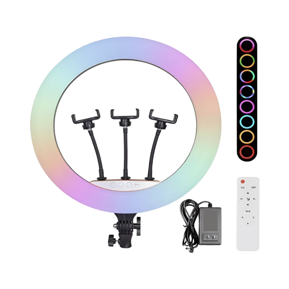 Selfie Ring RGB Light 18" MJ45 with Tripod 2.1m, Bag and Remote Control - Image 2