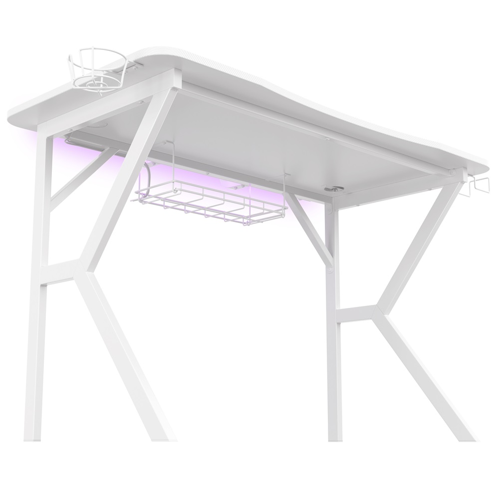 Genesis Desk Gaming Holm 320, RGB White (Organizer, Wireless Charger, Multiple holder, USB Hub, Remote Controller, 120x60x75cm) - Image 2