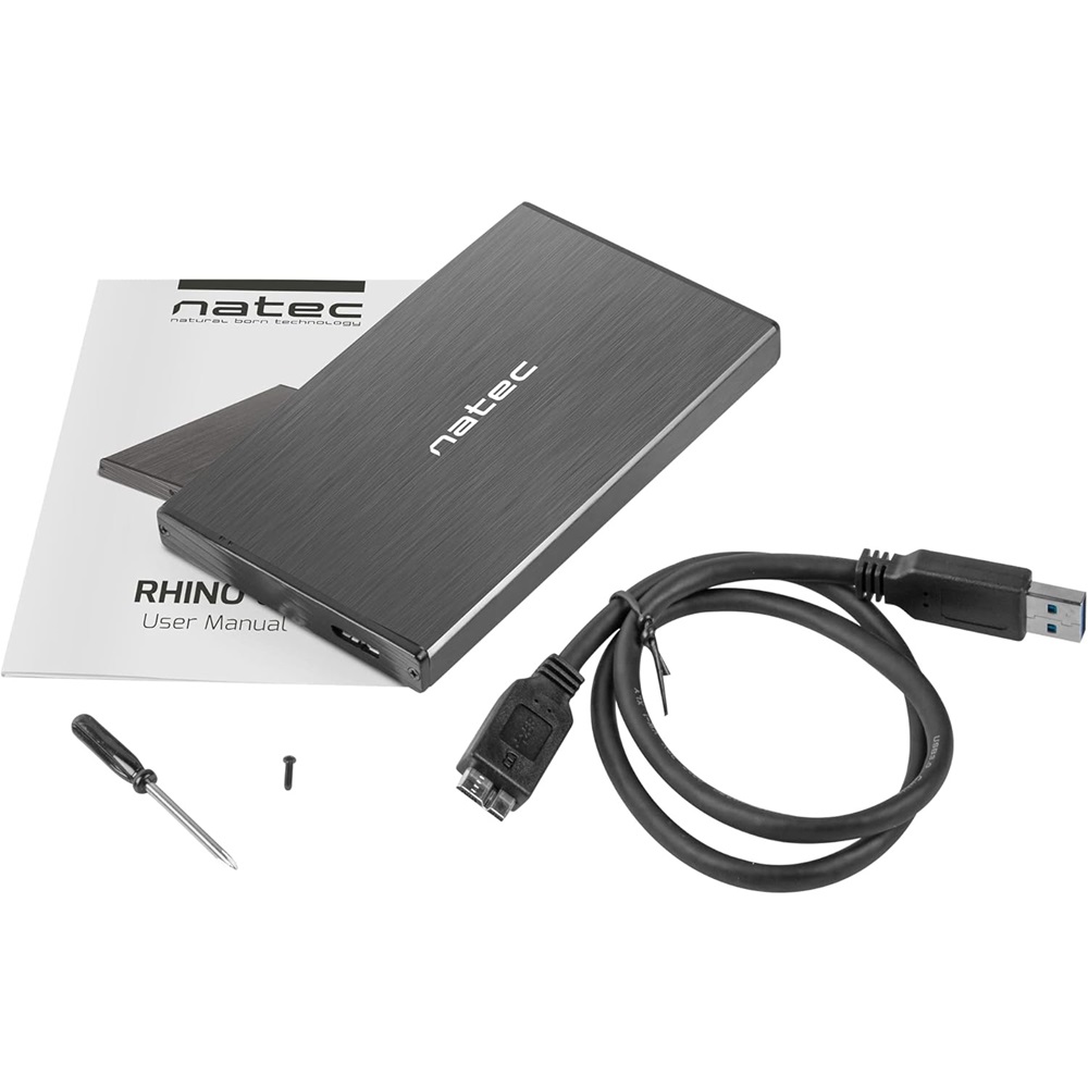 Natec Enclosure Rhino GO External HDD/SSD SATA 2.5" USB 3.0, Black