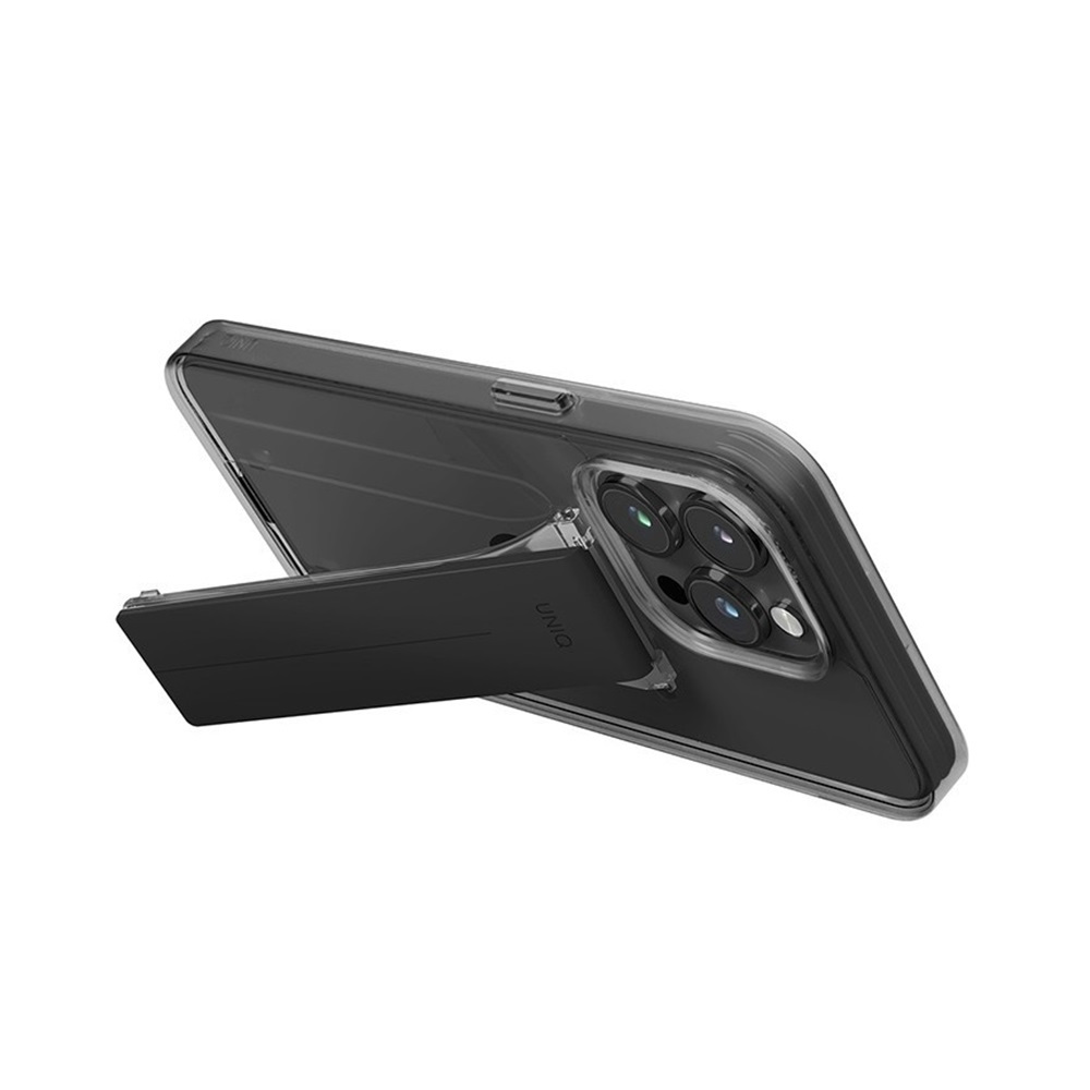 Uniq Case for iPhone 15 Pro Heldro Mount with Stand, Smoke - Image 3