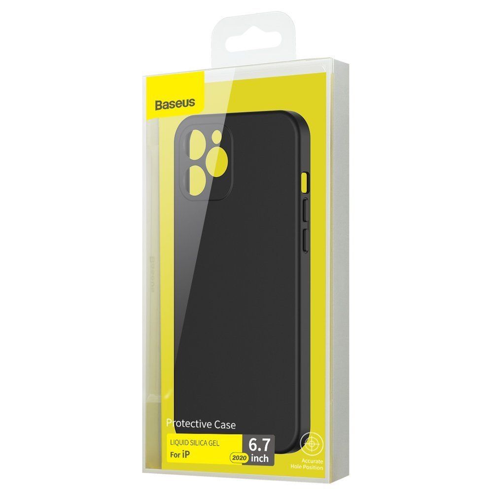 Baseus Case Liquid Silicone Gel Protective iPhone 12 Pro, Black - Image 3