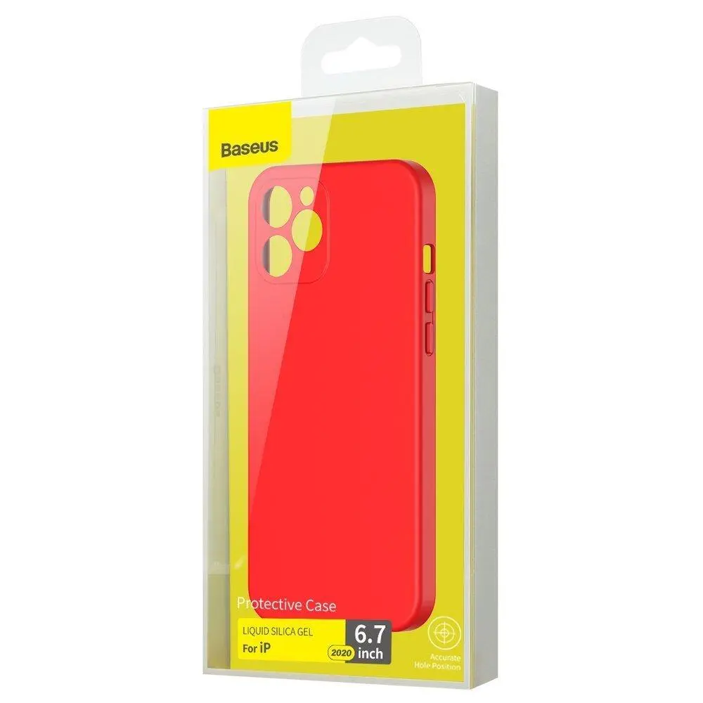 Baseus Case Liquid Silicone Gel Protective iPhone 12 Pro Max, Red - Image 3