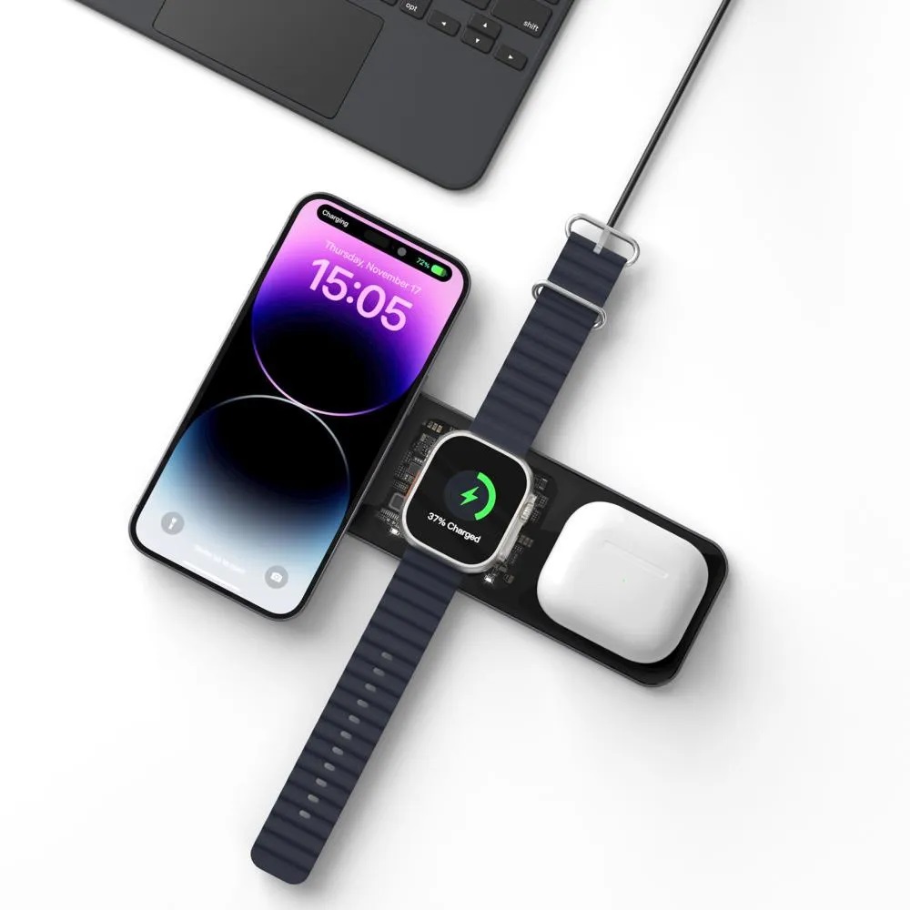 WIWU Wireless Charger 3 in 1 W010, Black - Image 2