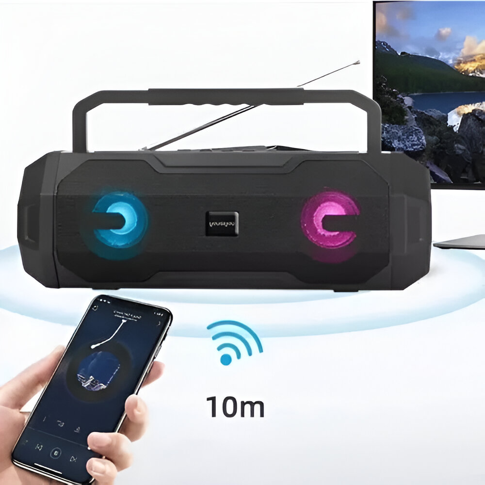 You Qi You Wireless Speaker YY-804 with Radio and Lantern, Black - Image 2