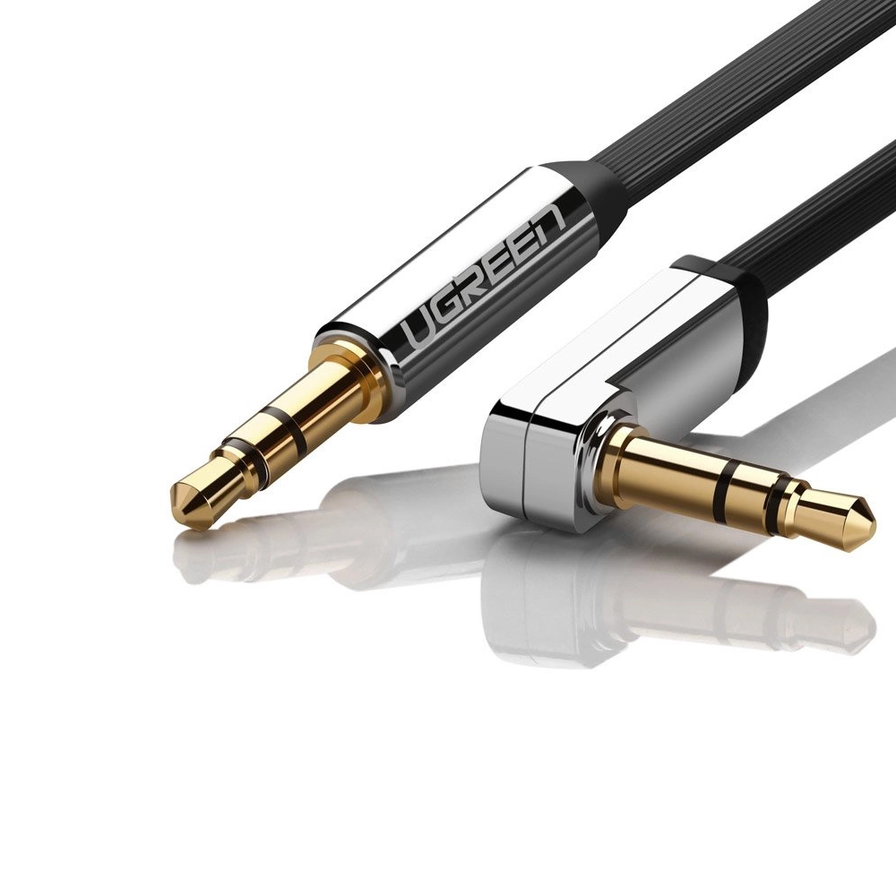 UGREEN Cable AUX 3.5mm to 3.5mm 90° 1M Flat AV119, Silver - Image 2
