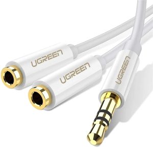 UGREEN Cable AUX Splitter 3.5mm to 2*3.5mm 0.25M AV134, White