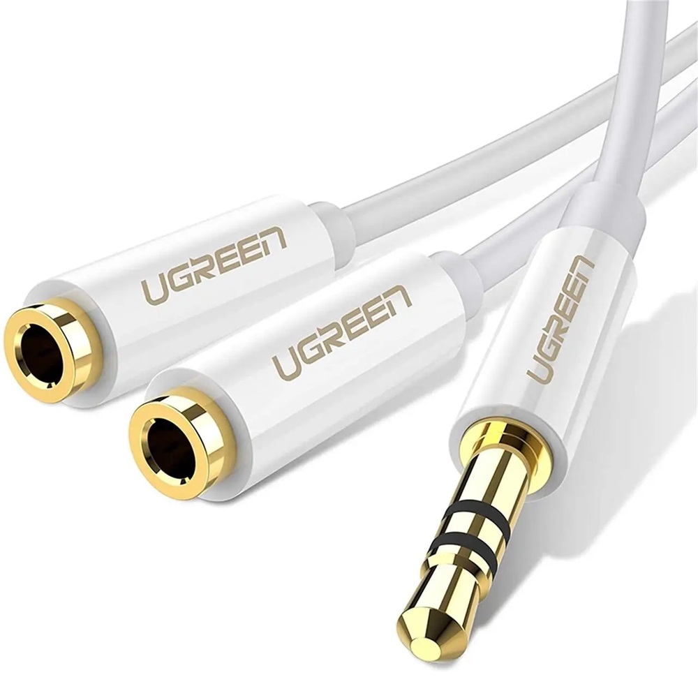 UGREEN Cable AUX Splitter 3.5mm to 2*3.5mm 0.25M AV134, White