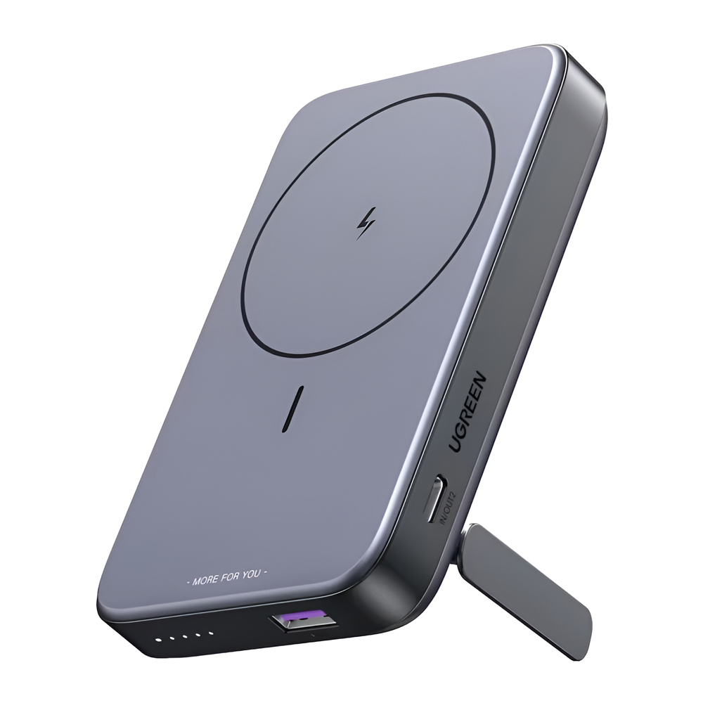 UGREEN Power Bank Foldable Kickstand Magnetic Wireless 10000mAh, 20W, Space Gray - Image 3
