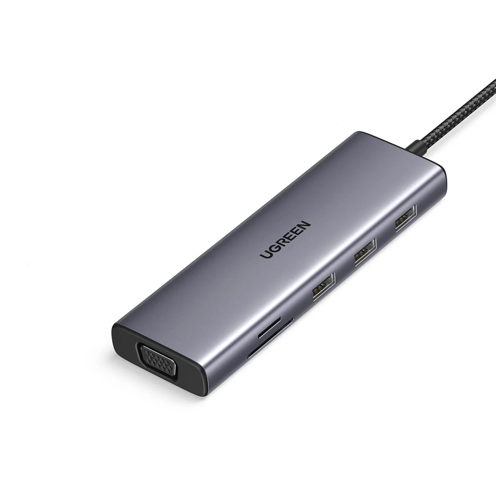 UGREEN HUB 10in1 Type-C to 1*HDMI 4K@60Hz + 3*USB-A 3.0 + VGA + LAN + Audio 3.5mm+SD/Micro+ PD 100W CM498, Space Gray
