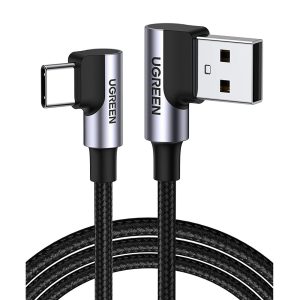 UGREEN Cable USB to 90° Type-C 2.0 3A 36W 1M US385, Black