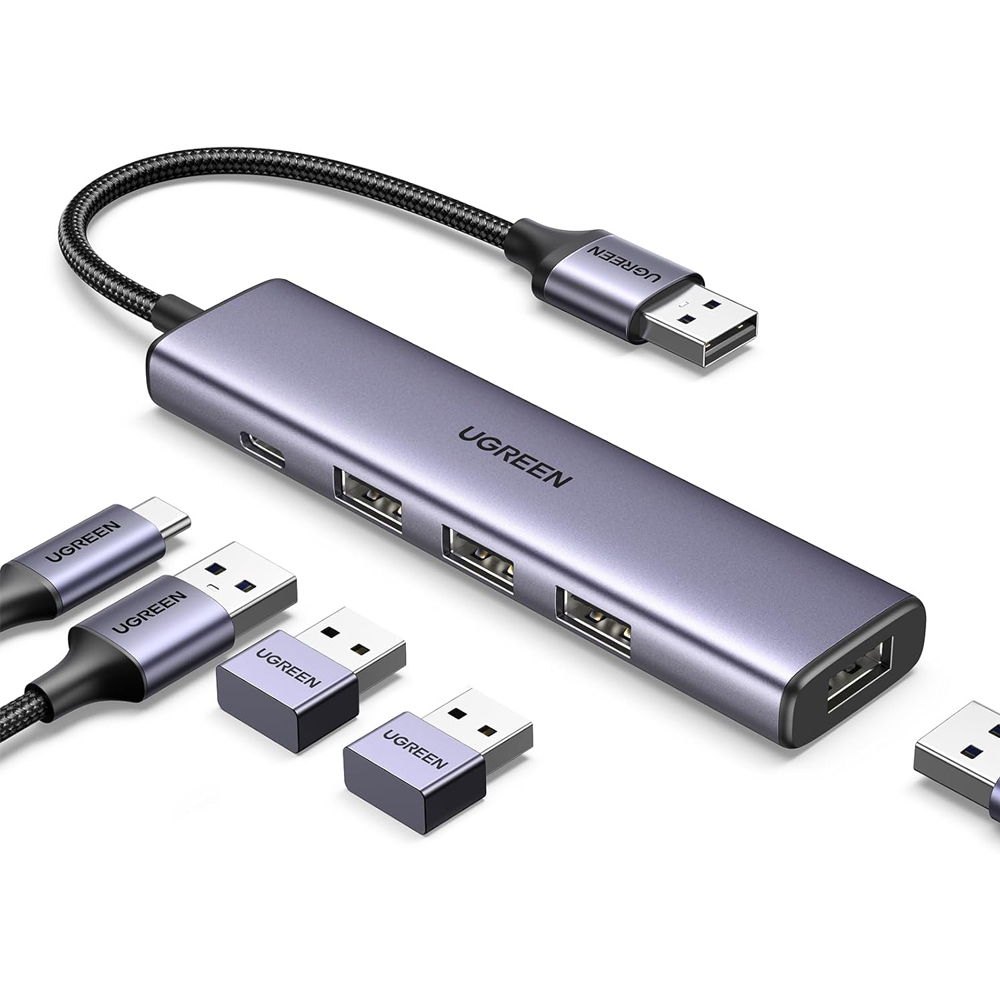 UGREEN HUB 4in1 USB 3.0 to 4*USB-A 3.0 CM473, Silver - Image 2
