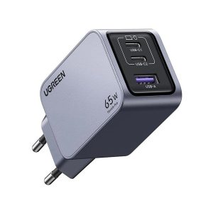 UGREEN Nexode Pro GaN Charger USB-A+2*USB-C 65W with Cable Type-C to Type-C 65W, 1M, X755, Black