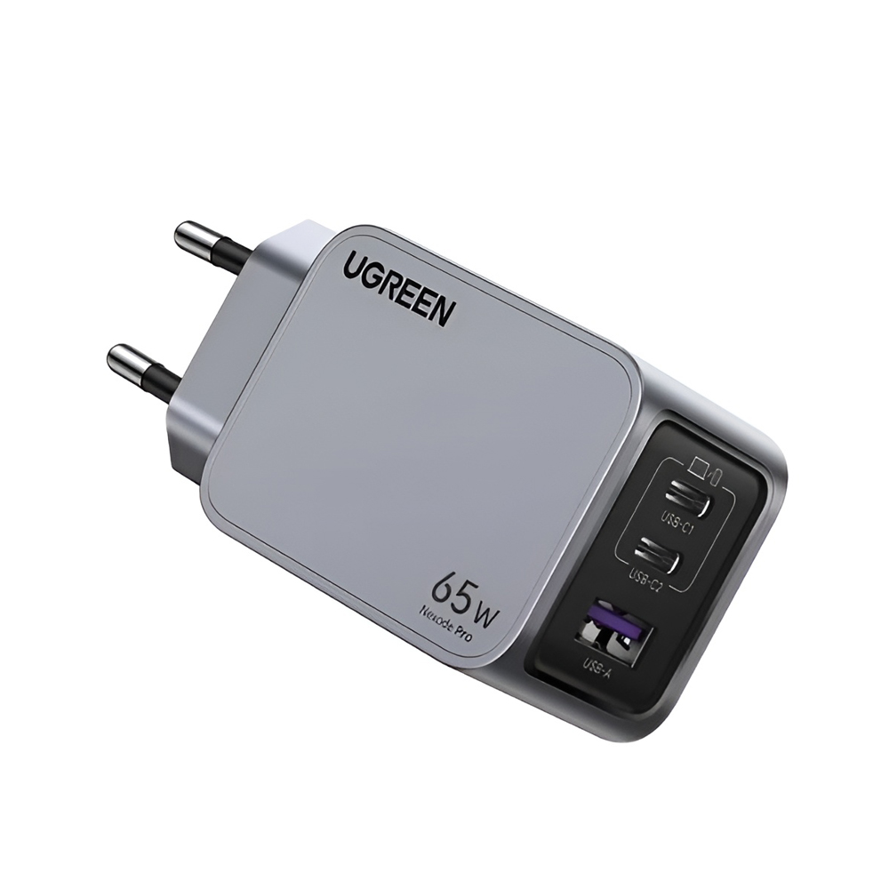 UGREEN Nexode Pro GaN Charger USB-A+2*USB-C 65W with Cable Type-C to Type-C 65W, 1M, X755, Black - Image 2