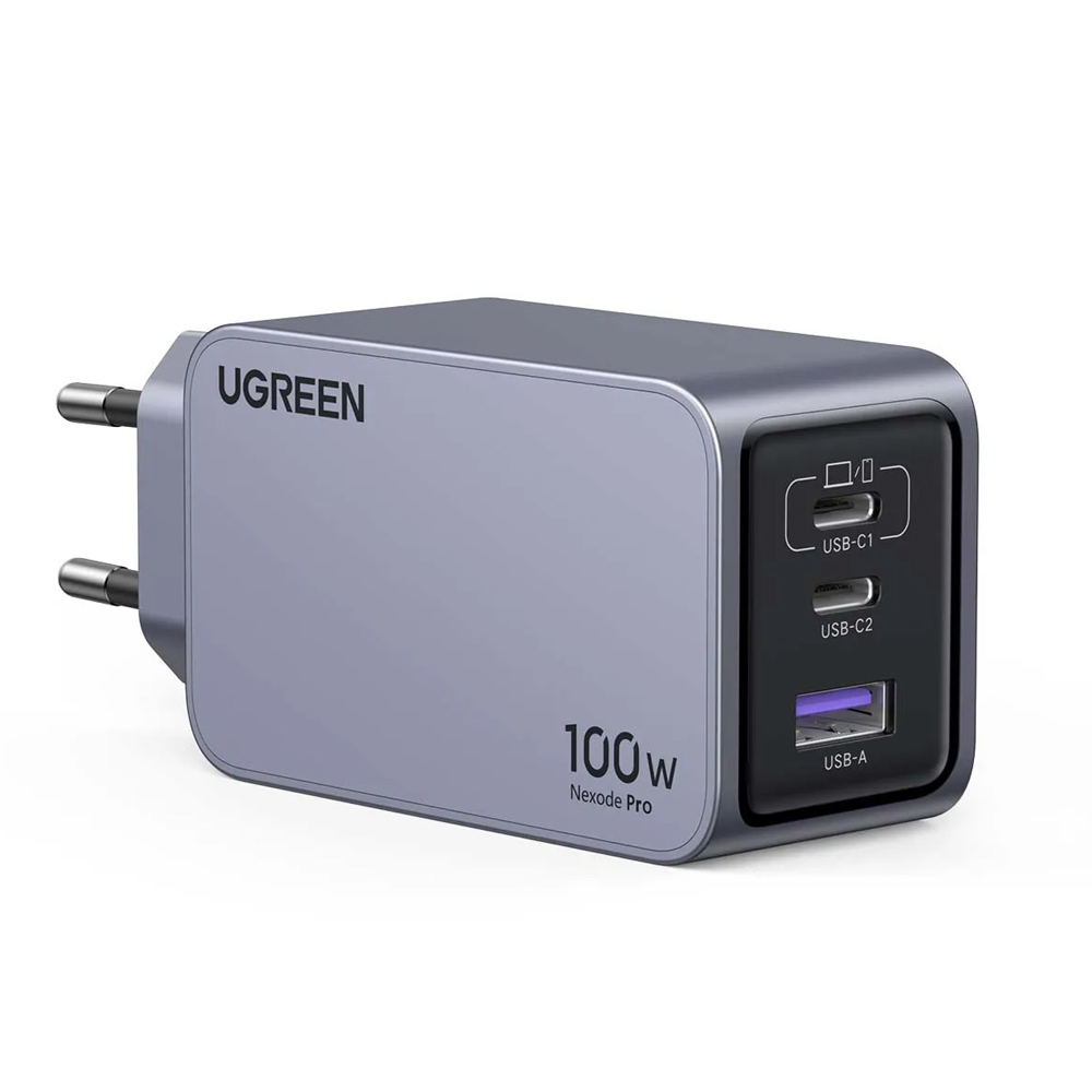 UGREEN Nexode Pro GaN Charger USB-A+2*USB-C 100W with Cable Type-C to Type-C 100W, 1.5M, X757, Black - Image 2