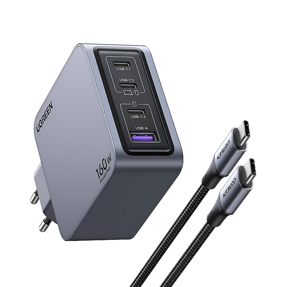 UGREEN Nexode Pro GaN Charger 1*USB-A+3*Type-C 160W X763, Black - Image 3