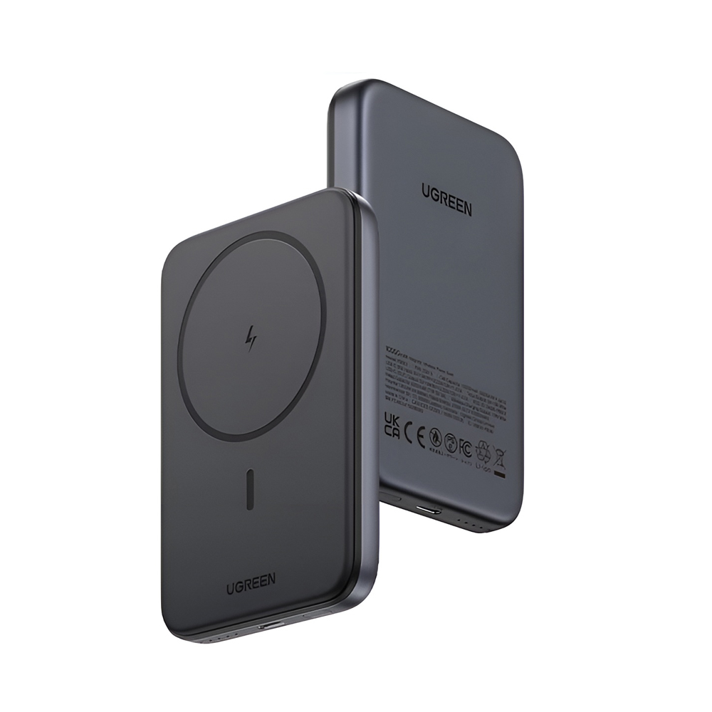 UGREEN Power Bank Mini Magnetic Wireless Qi 10000mAh, 20W, Space Grey - Image 3