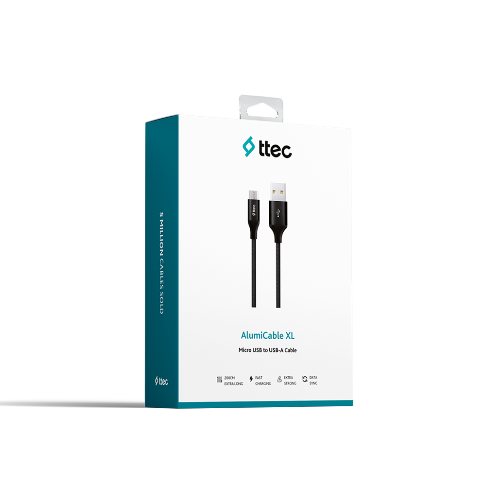 ttec Cable USB to Micro USB 2.4A (2m) Alumi XL, Black - Image 3