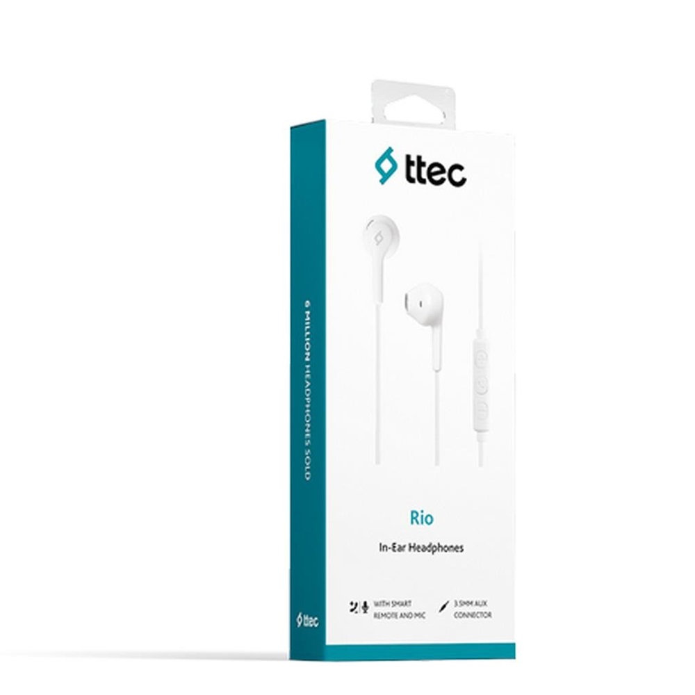 ttec Headphones In-Ear with Built-in Remote Control RIO, White - Image 2