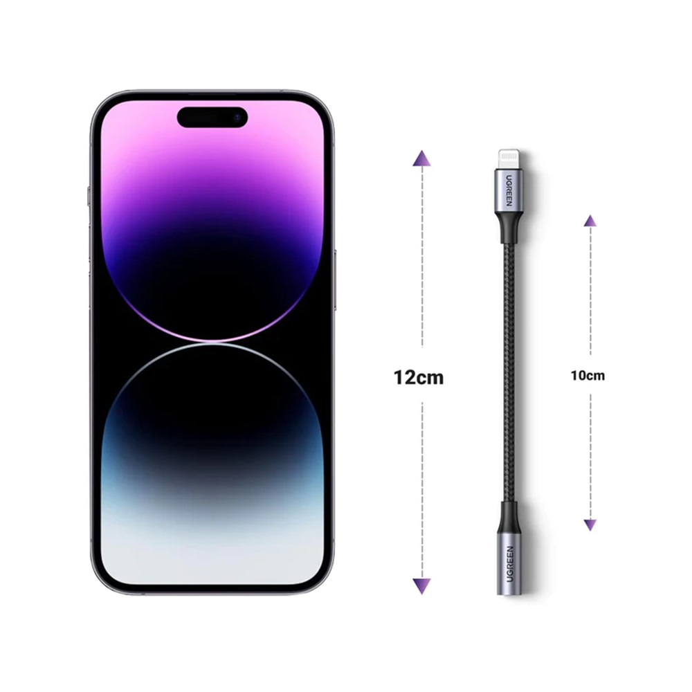 UGREEN Cable Audio Adapter Lightning to 3.5mm 0.1M MFI US211, Black - Image 2