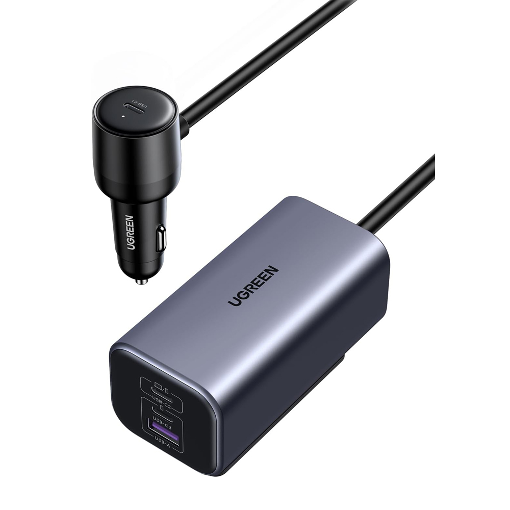 UGREEN Car Charger 2*Type-C + 1*USB-A Aluminum 150W, Grey