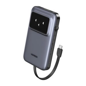UGREEN Power Bank Uno Series 10000mAh, 30W, with Built-in USB-C Cable, Space Gray