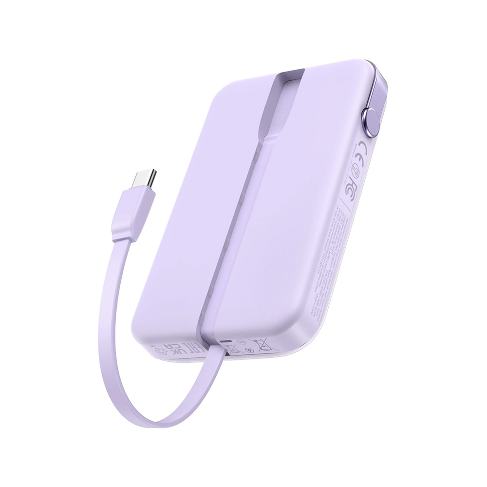 UGREEN Power Bank Uno Series 10000mAh, 30W, with Built-in USB-C Cable, Purple - Image 2