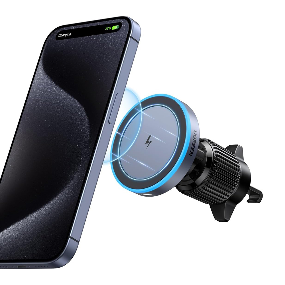 UGREEN Car Mount Charger Wireless Qi2 15W, 360 Rotation, Black | W708 - Image 2