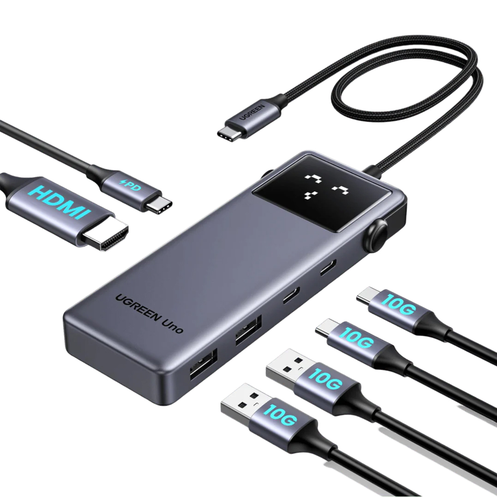 UGREEN HUB 6in1 USB-C To 4K@60Hz HDMI+2*USB-A 3.2+2*Type-C+1*Type-C 10 Gbps Series Uno | CM888, Grey - Image 2