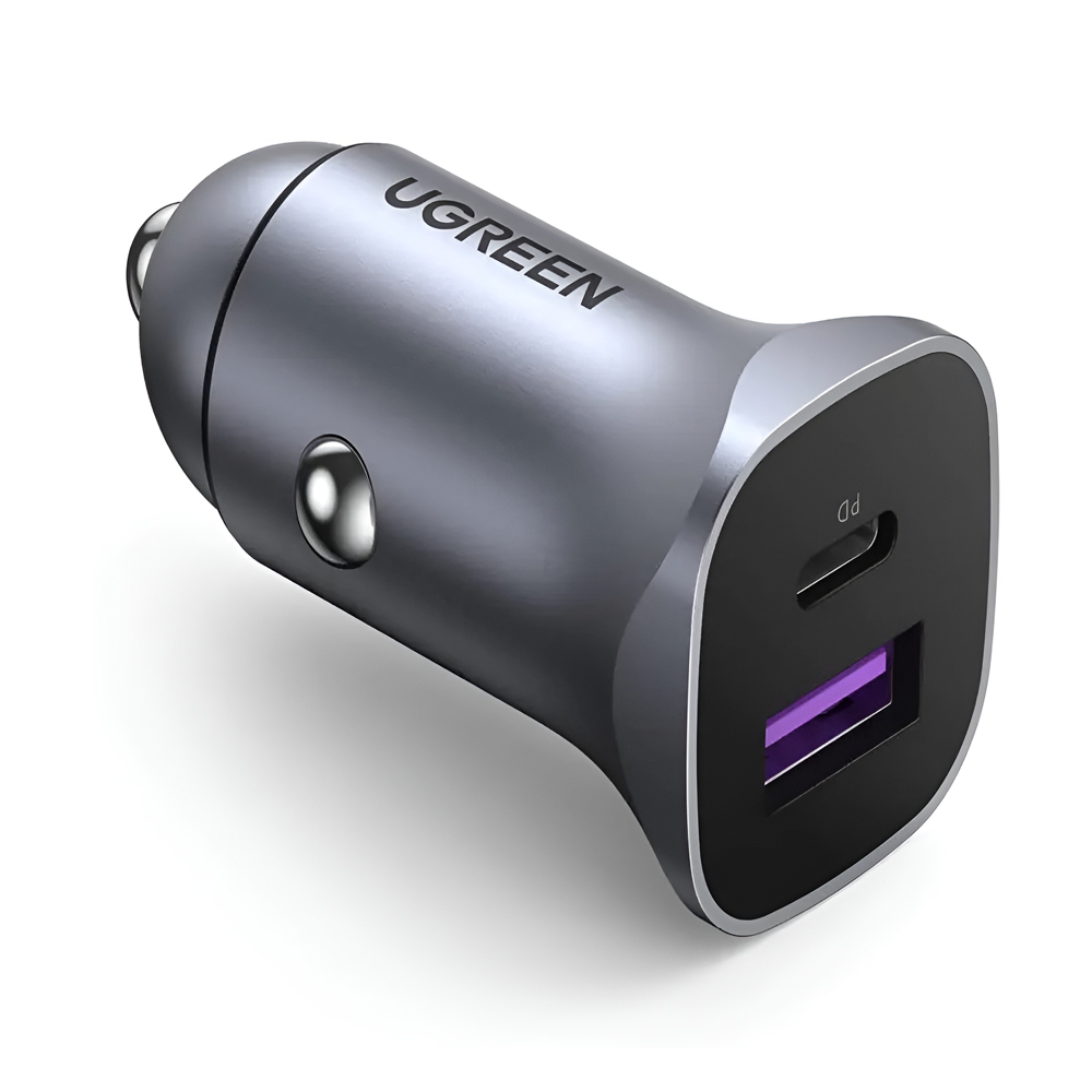 UGREEN Car Charger 1*USB-A+Type-C Aluminum 3A 30W, Grey - Image 2
