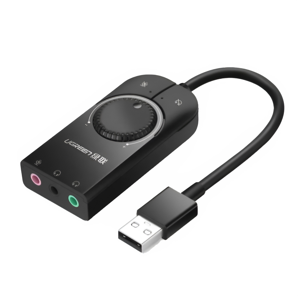 UGREEN Audio Adapter USB-A to 2x3.5mm + Mic, 15cm CM129, Black