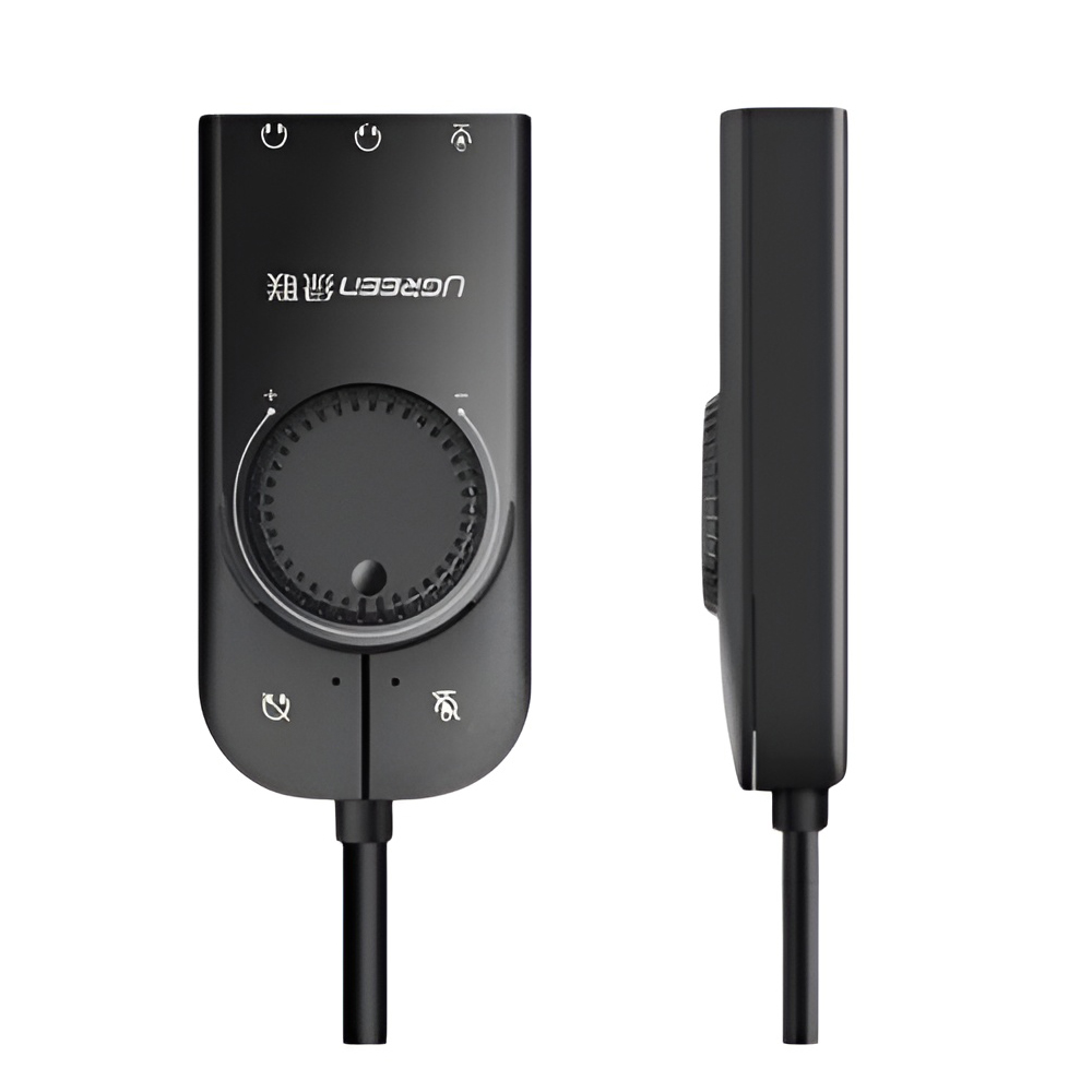 UGREEN Audio Adapter USB-A to 2x3.5mm + Mic, 15cm CM129, Black - Image 2