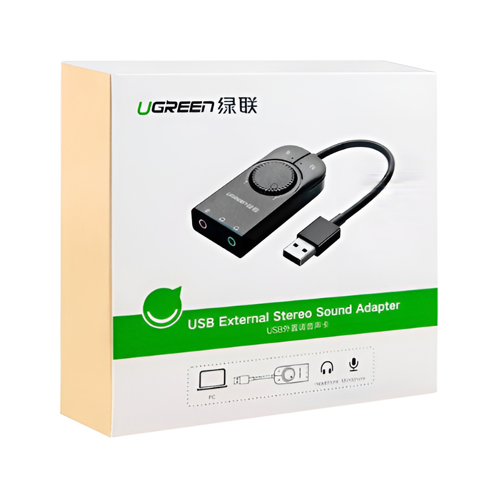 UGREEN Audio Adapter USB-A to 2x3.5mm + Mic, 15cm CM129, Black - Image 3
