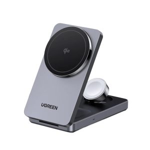 UGREEN 3-in-1 Magnetic Wireless Charger Foldable Qi2 15W, Grey
