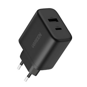 UGREEN Wall Charger 1*Type-C+1*USB-A PD3.0 20W EU X227, Black