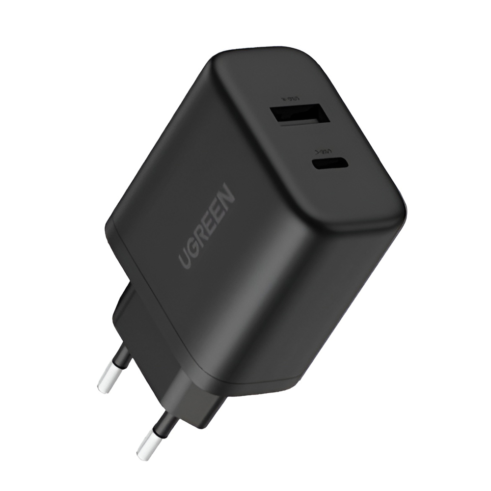 UGREEN Wall Charger 1*Type-C+1*USB-A PD3.0 20W EU X227, Black