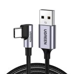 UGREEN Cable USB to 90° Type-C 2.0 3A 15W 2M Aluminum Braided US284, Black