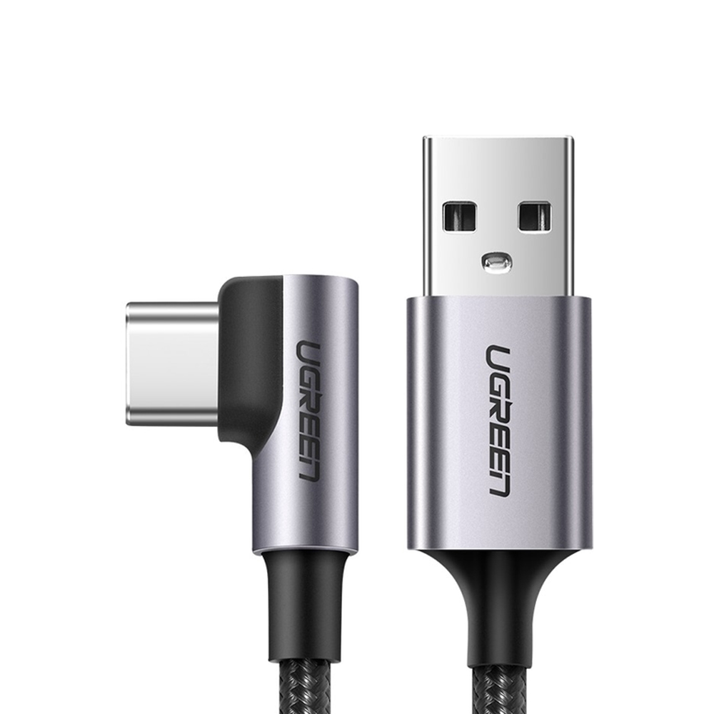 UGREEN Cable USB to 90° Type-C 2.0 3A 15W 2M Aluminum Braided US284, Black - Image 2