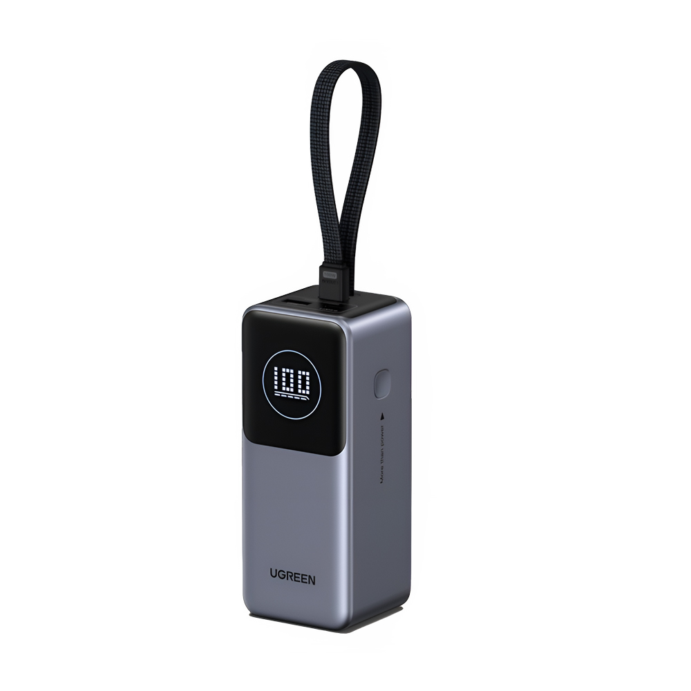 UGREEN Power Bank Nexode Flight Approved 20000mAh, 130W, with Built-in USB-C Cable, Grey