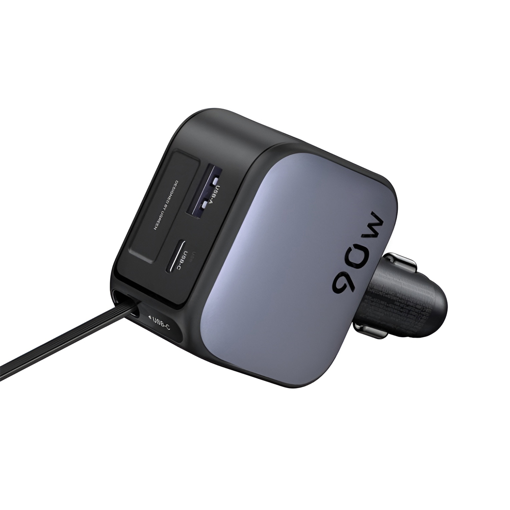 UGREEN Car Charger 1*Type-C+1*USB-A with Type-C Cable, Retractable, 90W, Grey | EC603 - Image 3
