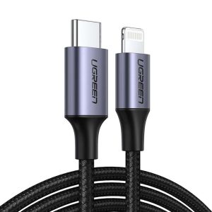 UGREEN Cable Type-C to Lightning MFI, 3A, 1.5M Shell Braided, US304, Black