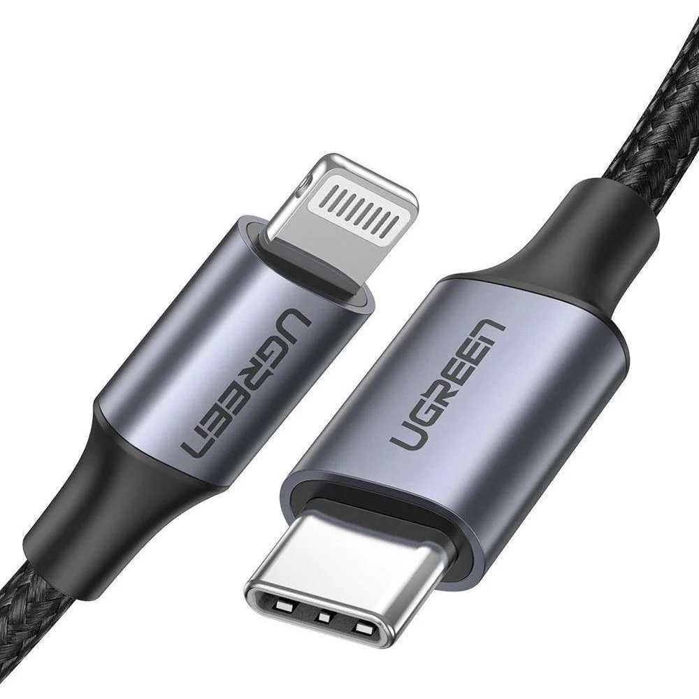 UGREEN Cable Type-C to Lightning MFI, 3A, 1.5M Shell Braided, US304, Black - Image 2