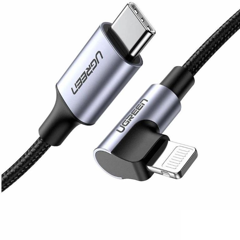 UGREEN Cable Type-C to Lightning MFI 3A 1.5M Angled Braided US305, Black - Image 2