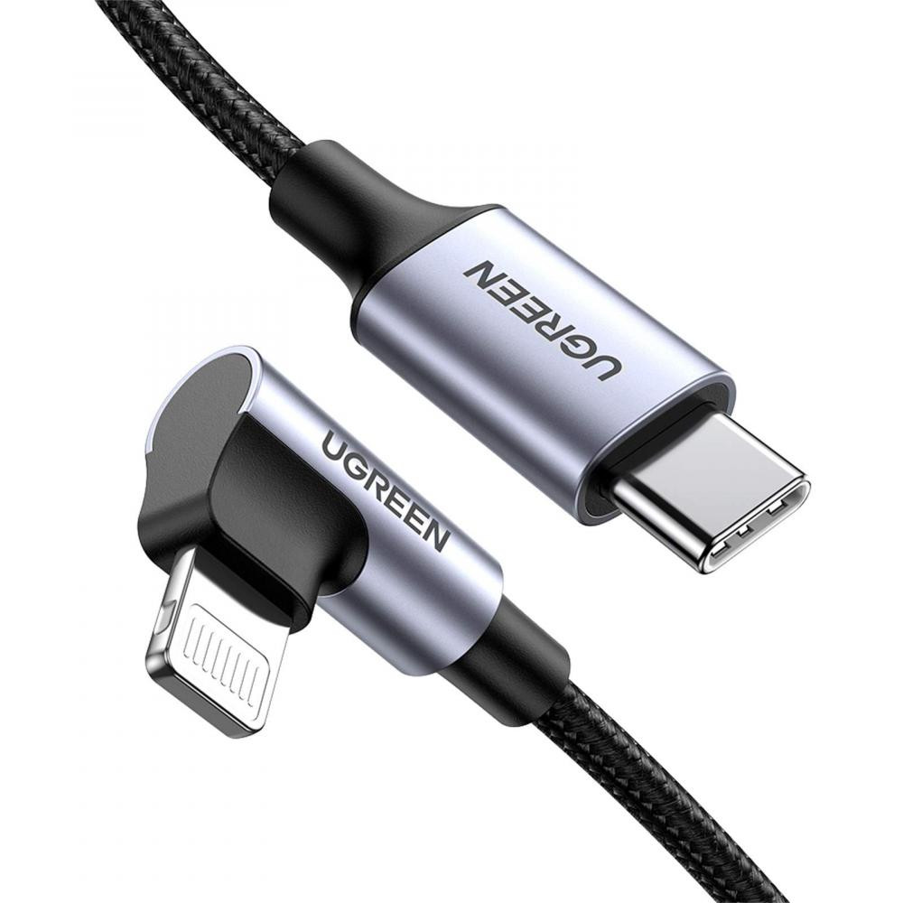UGREEN Cable Type-C to Lightning MFI 3A 1.5M Angled Braided US305, Black - Image 3